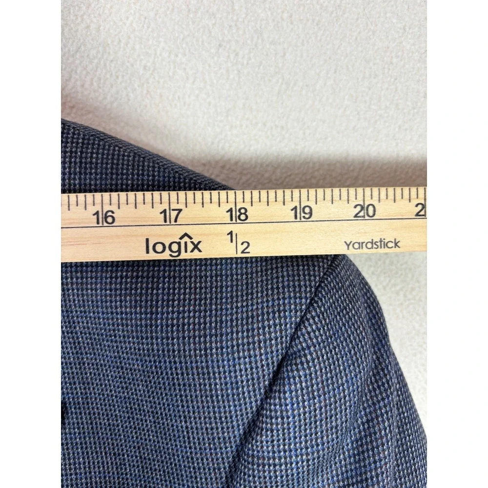 Lauren Ralph Lauren Mens Blue Wool Micro Check Blazer Sport Coat 44L